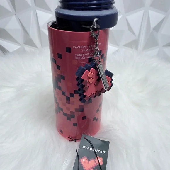 🎀Starbucks Pixelated Pink Tumbler with Dark Blue Lid - Picture 6 of 8
